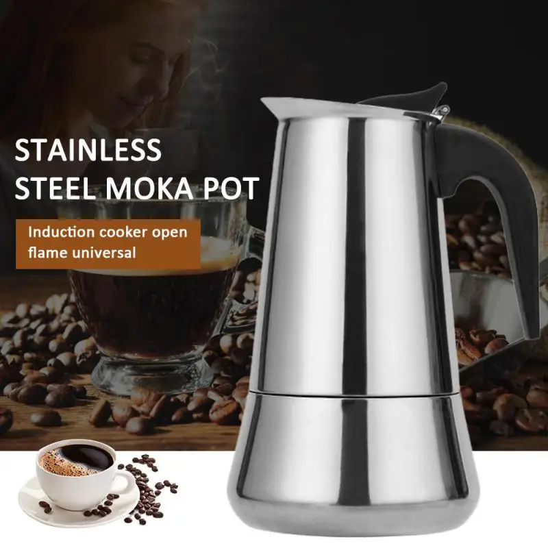 Electric Moka Coffee Pot 2/4/6/9/12 Cups Stainless Steel Thickening Espresso Coffee Maker Italian Cuban Classic Coffee Pot ﻿