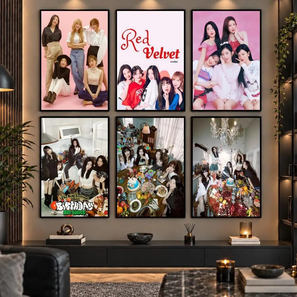 K-Pop Girl Group R-Red V-Velvet Painting Calligraphy Canvas Poster Wall Art Prints for Living Room Bedroom Home Decor Gift