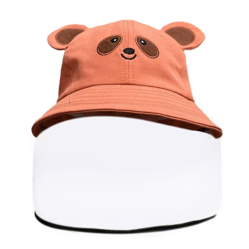 Toddler Kids Baby Protective Bucket Hat Clear Visor Full Face Shield Cartoon Panda Animal Ears Anti-Saliva Fisherman