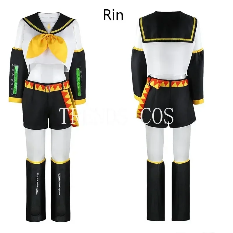 Fantasia de Cosplay de Kagamine Len e Rin, Uniforme com Mangas e Leggings, Headwear para Comic Con, Roupas