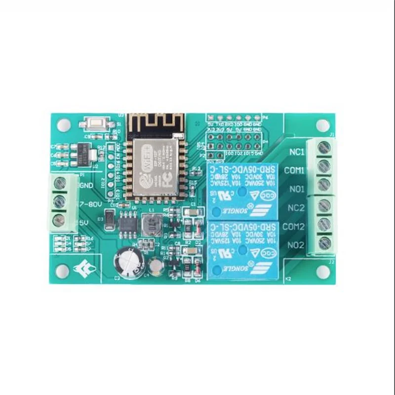 ESP8266WIFI DualRelay Module ESP-12F t Board Secondary Development 5V/8-80V Power Supply