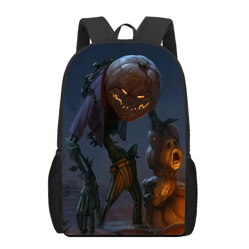 Halloween horror abóbora cabeça impressão crianças mochila meninas meninos sacos de escola engraçado saco de livro casual bolsa de ombro diário