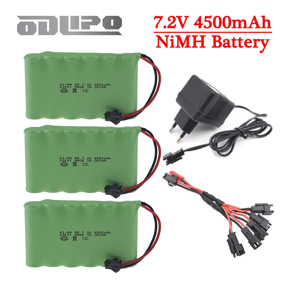 7.2 V 4500Mah 3000Mah Ni-Mh Aa Oplaadbare Batterij Sm Stekker En Oplader Set Voor Rc Truck Ca Boot Speelgoed Model 7.2 V 3500 Mah Batterij