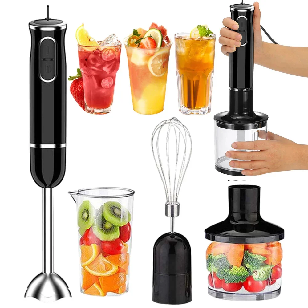 BioloMix 4 in 1 High Power 1200W Immersion Hand Stick Blender Mixer Includes Chopper and Smoothie Cup Stainless Steel Ice Blades