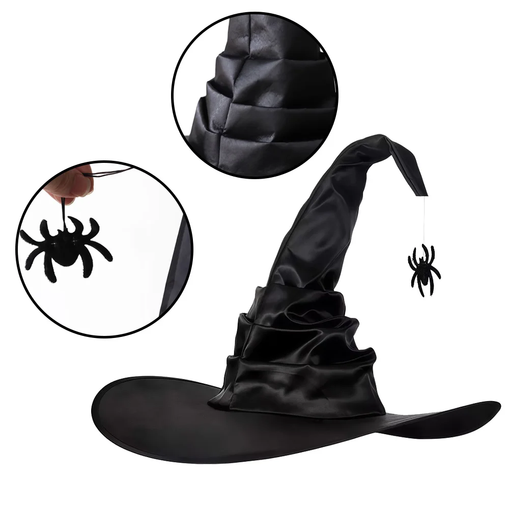 Хэллоуинская шляпа ведьмы игрушка для детей |    Черная шляпа волшебника с кисточками |   Украшение вечеринки, аксессуары для косплея, товары для детской вечеринки