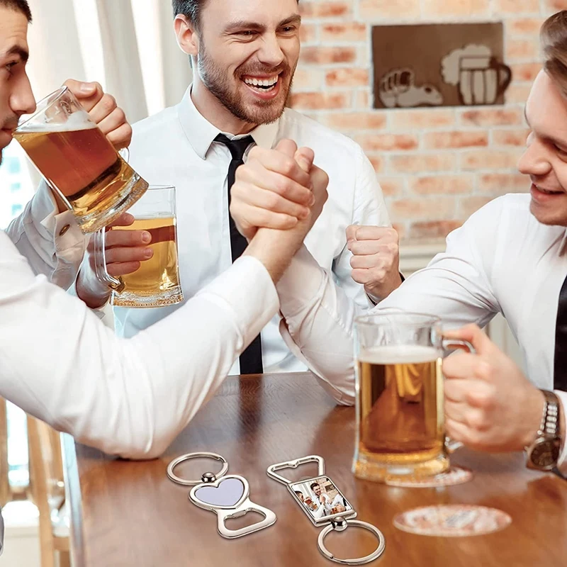 10 Pcs sublimazione portachiavi vuoto sublimazione apribottiglie in metallo portachiavi vuoto portachiavi in alluminio a trasferimento termico argento