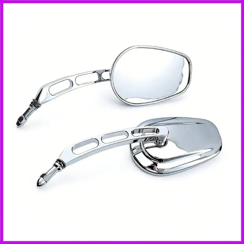 R9CC 2 Items Slotted Stem Design 8mm Motorcycle Mirrors With Transparent Glass For Tourers