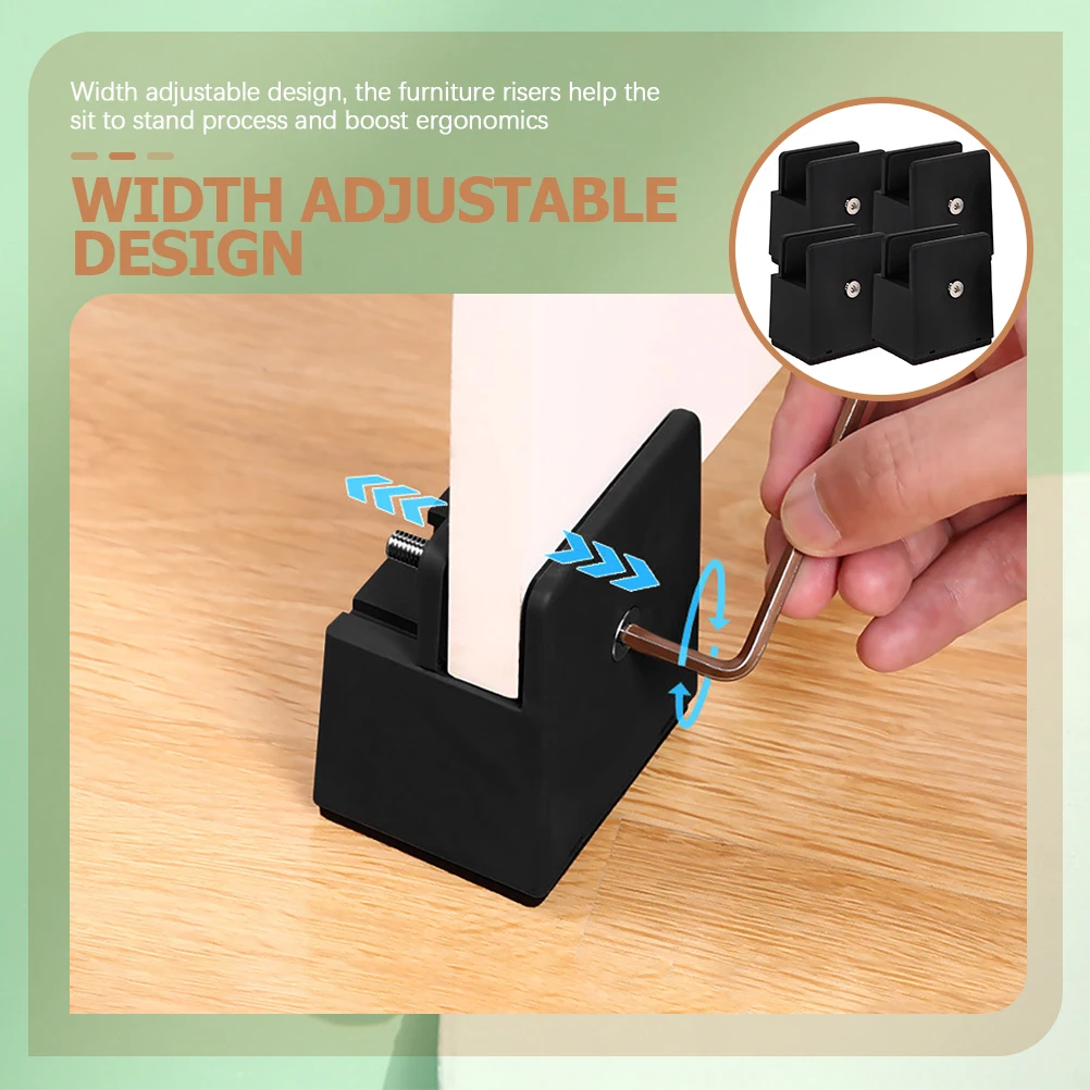 

4pcs Adjustable niture Riser 37Mm Height Increase Silent Wear-Resistant Floor Protector Desk Leg Couch Bed Raising Blocks