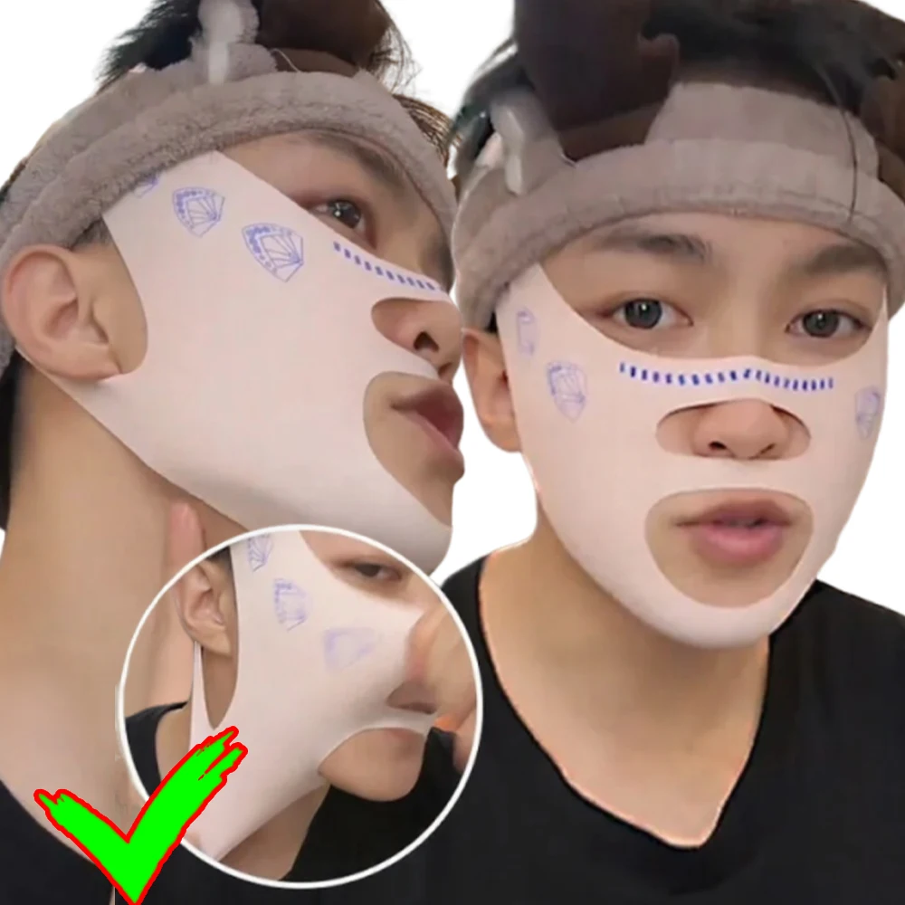 Dubbele Kin Reducer V-vormige Afslanken Gezichtsmasker Herbruikbare Gezichtsvormige UP Lift Masker Schoonheid Gezicht Beeldhouwen Slaap Maskers Make-up