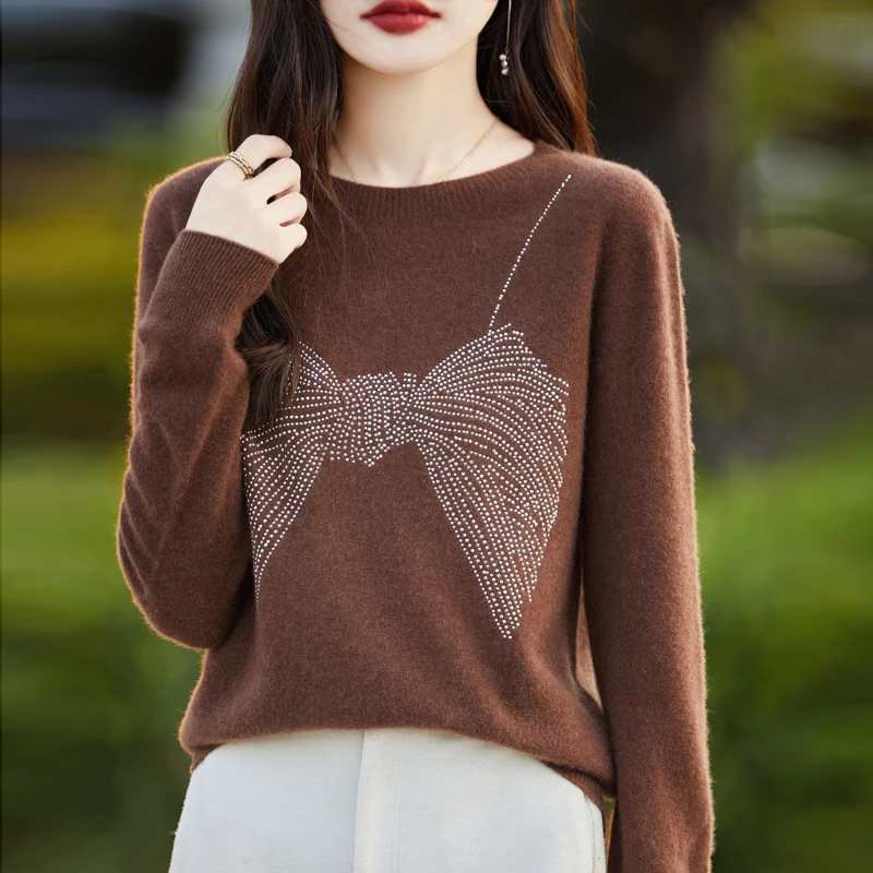 2024 Women\'s Cashmere Sweater Top Sweater Autumn/Winter Warm Long Sleeve Knitted Hoodie Women\'s Knitted Cashmere Sweater Top