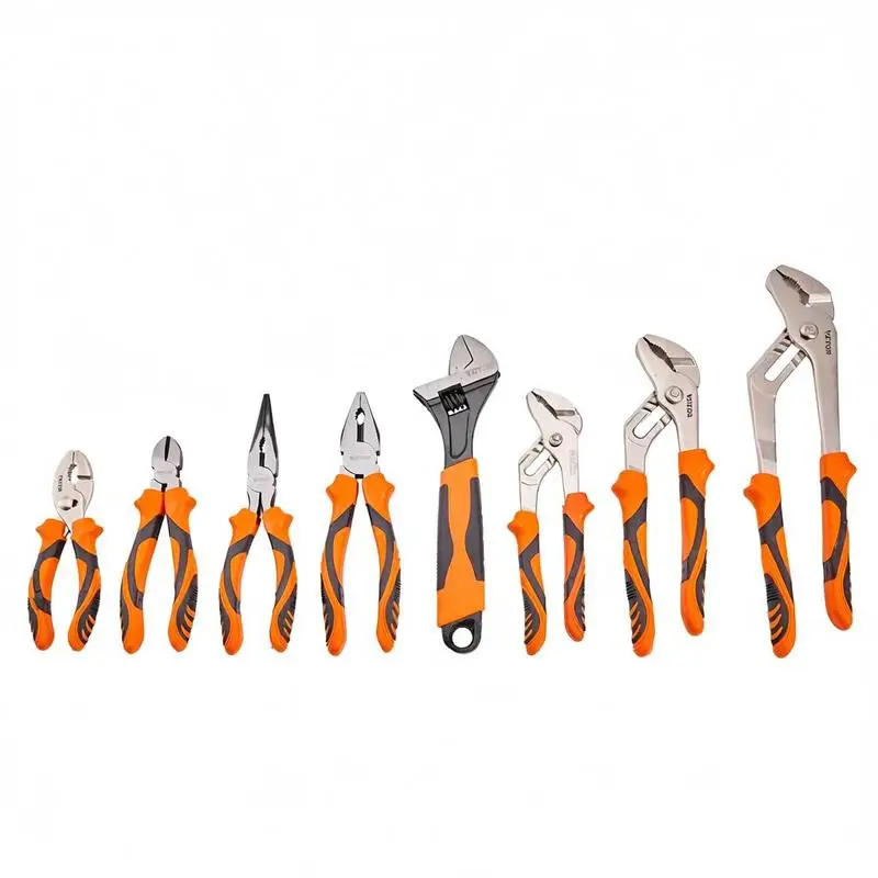 

8-Piece Pliers Set, High Carbon Steel, 12"/10"/8" Groove Joint Pliers, 8" Linesman's Pliers, 6" Slip Joint Pliers, 8" Long Nose Pliers, 6" Diagonal Cutter, 10" Adjustable Wrench, and Tool Bag