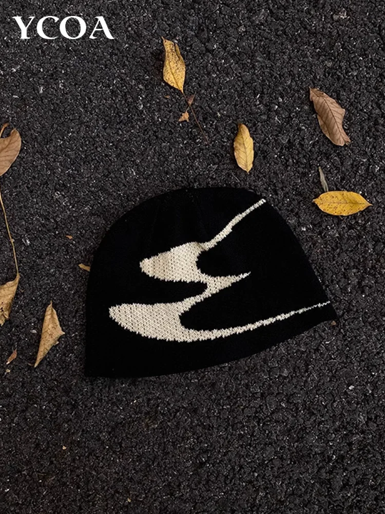 Bonnets tricotés unisexes pour hommes et femmes, Casquettes graphiques Hip Hop, Streetwear d'hiver, Vintage gothique, Mode coréenne, Accessoires de pull, Chapeaux, Y2K