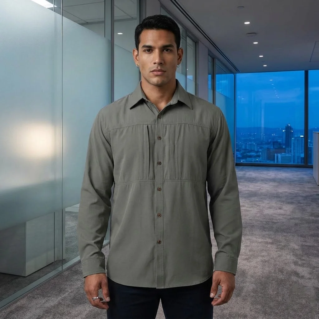 

Trendy Men's Top New Arrival Long Sleeve Shirt Single-Breasted Outdoor Commuter Wear Minimalist Spring Summer Clothing