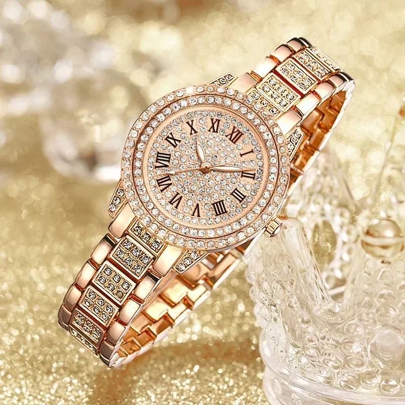 Luxury Women Shiny Bracelet Watches Fine Zircon Mechanical Lady Wristwatches Fashion Folding Watches Buckle Watch Reloj Mujer