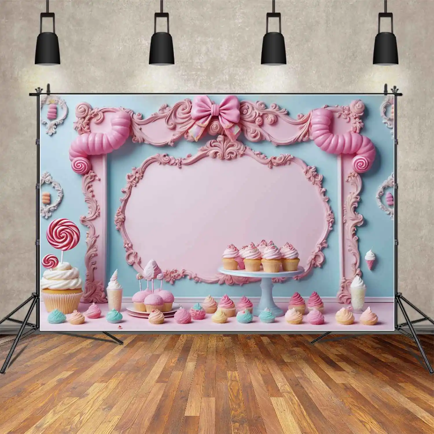 MOON.QG Backdrop Custom 1st Baby Shower Children Birthday Background Pink Candy Bar Blank Board Party Props Studio Photozone