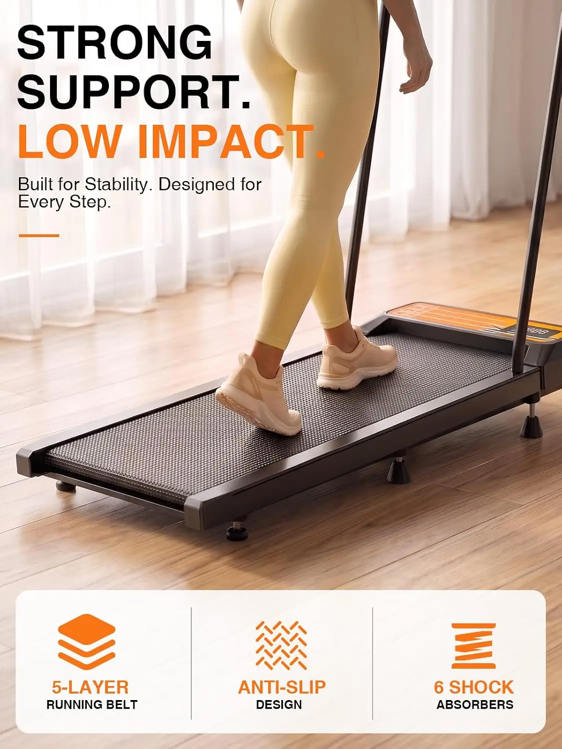 Portable Under Desk Walking Pad Treadmill with Incline and Handlebar