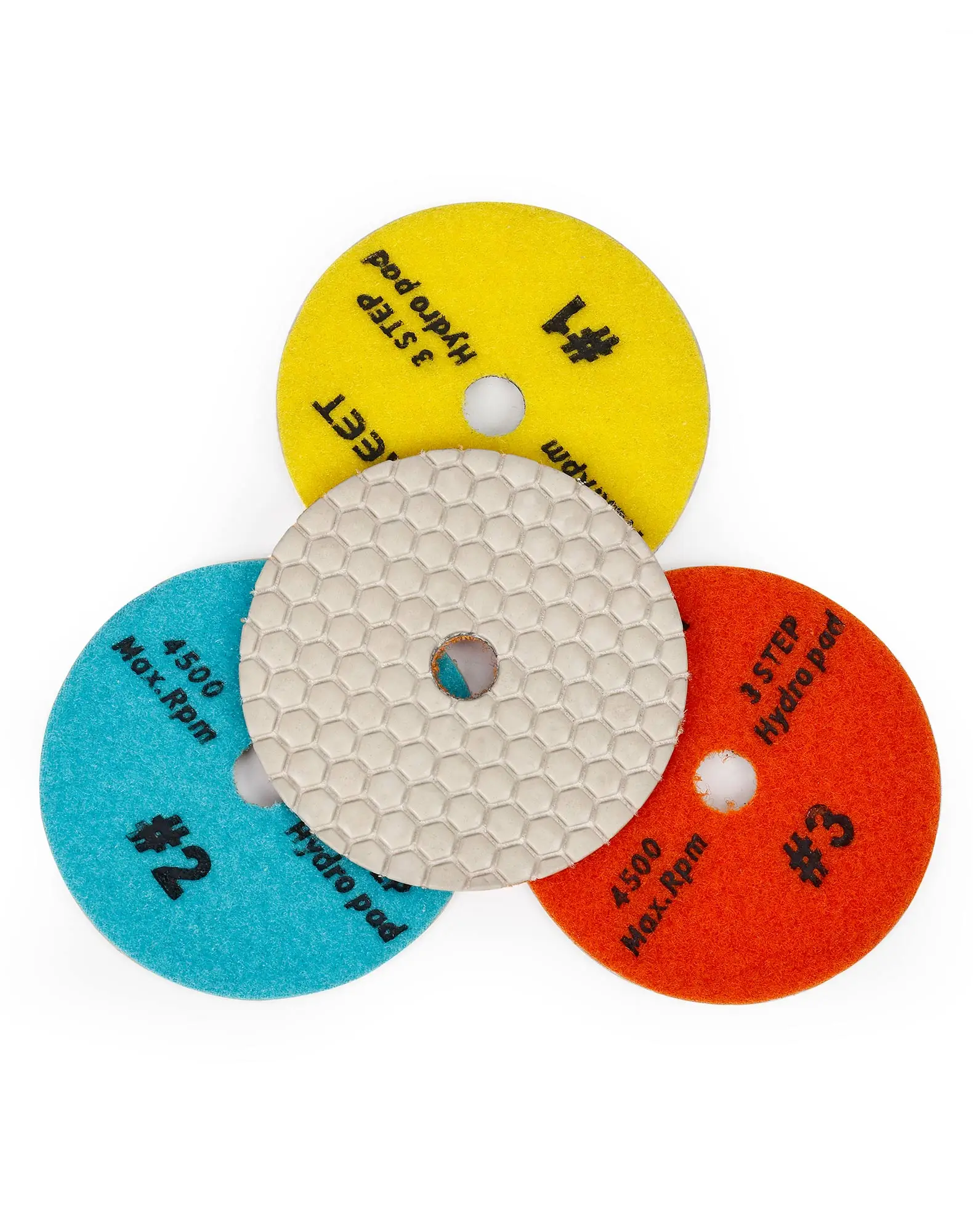 

Panfreet 3-Pack of 4 Inch 3 Step Granite Marble Polishing Pads for Granite Quartz Marble Concrete Terrazzo Dry Polishing