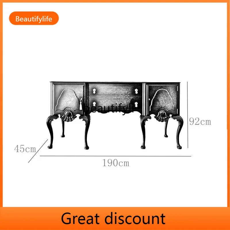 A48 French Retro Solid Wood Entryway Cabinet American Style Entrance Hall Partition Cabinet Living Room Decorative Storage Cabin