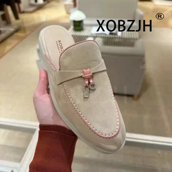 Summer Walk Slippers High Quality Comfortable Loafers Shoes for Women 2024 Classic Leather and Fabric Feel Sandals Men