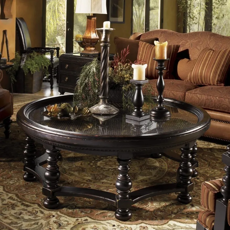 

Round Wooden Coffee Table Black Design Modern Chinese Style Room Decor Service Side Table Professional Meubles Unique Furniture