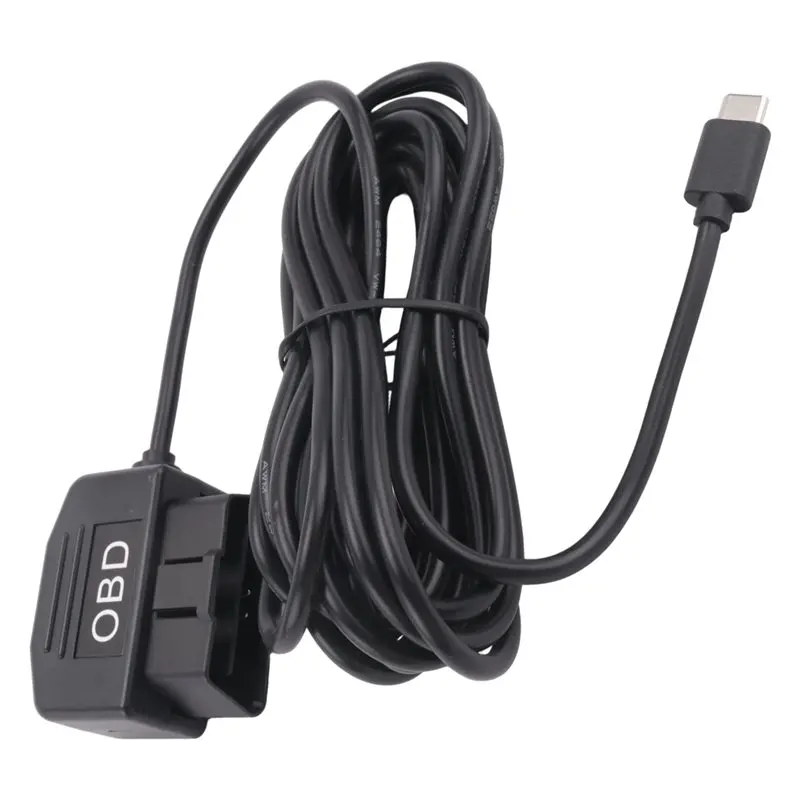 Dash Cam OBD Hardwire Set Dash Camera USB Type C Hardwire Set Kit With OBD Power Cable For Dashcam 12-24V To 5V/3A