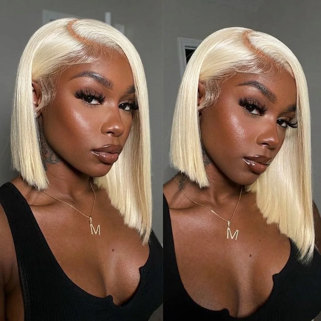613 Transparent  Lace Front Wig  Short Bob Wigs 613 Blonde 13x4 13x6 HD Lace Front Human Hair Wig Brazilian Bone Straight Human Hair Bob Wig Pre Plucked with Baby Hair