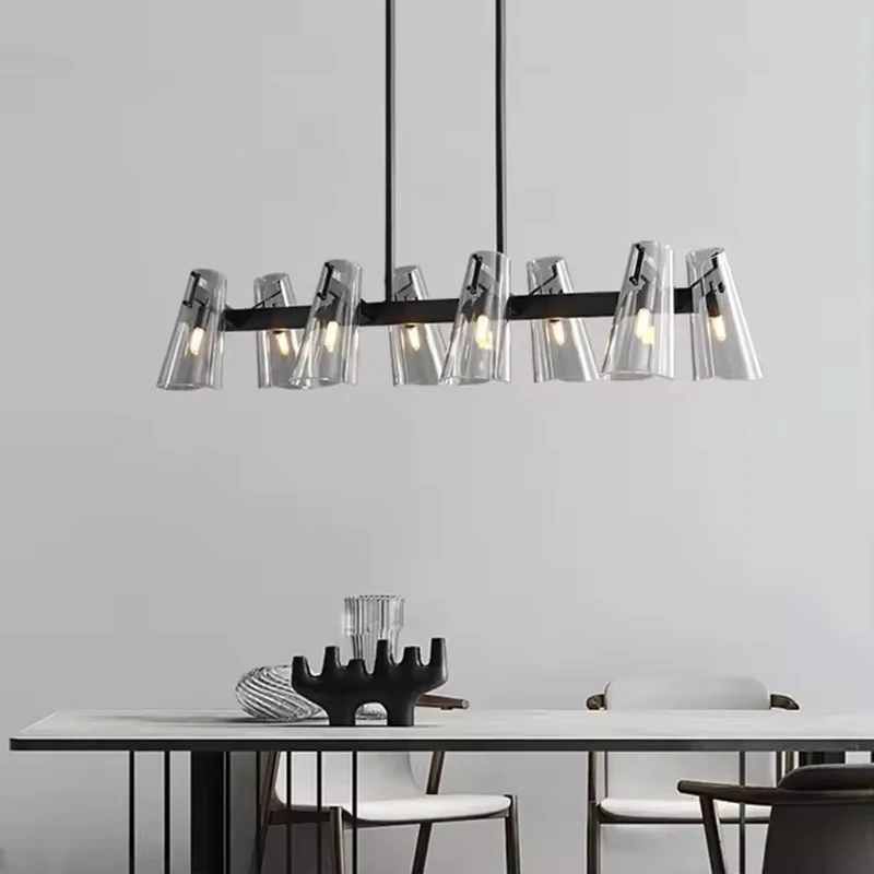 

Modern Large Round Black Copper Chandelier Clear Glass Pendant Lamp for Living Dining Bedroom Luxury Ceiling Hanging Light Decor