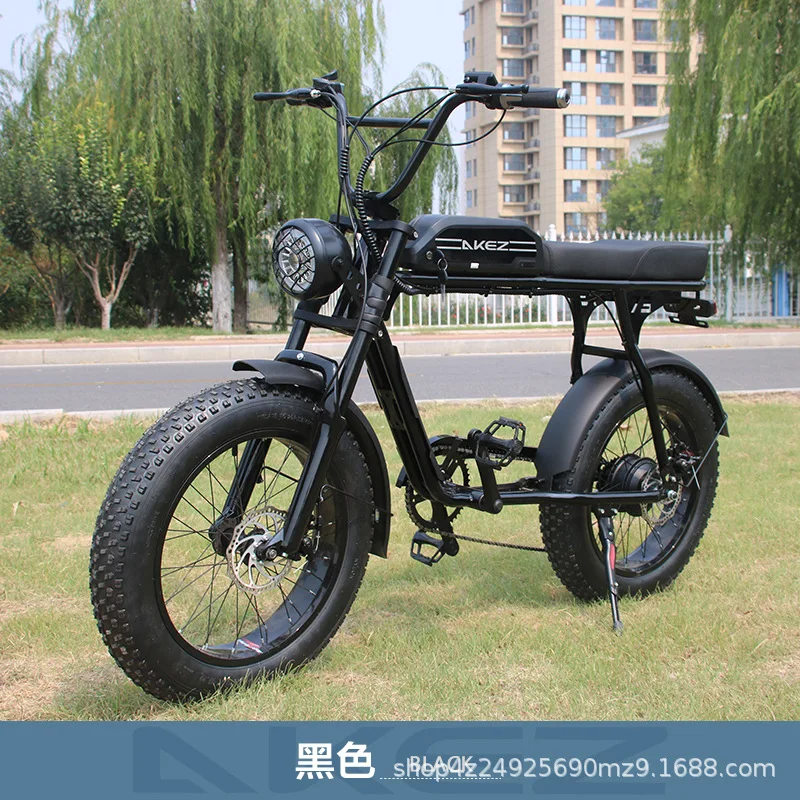 велосипед 20-inch Adult Fatbike Outdoor Cycling Snow Tires Retro Off-road Beach Variable Speed Electric Bicycle image 2