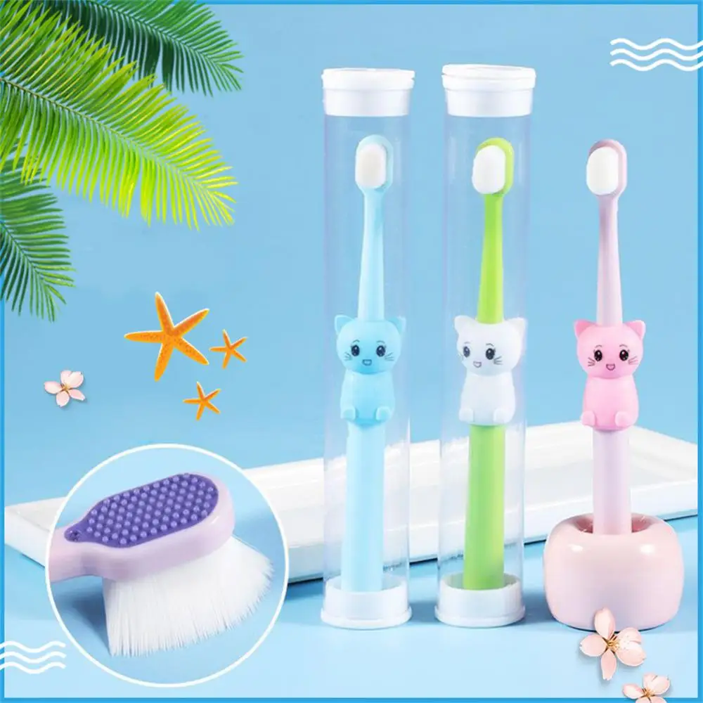 Baby Toothbrush Children Cute Cat Style Children\'s Teeth Oral Care Cleaning Brush Soft Silicone Toothbrush Baby Items 1-2Y