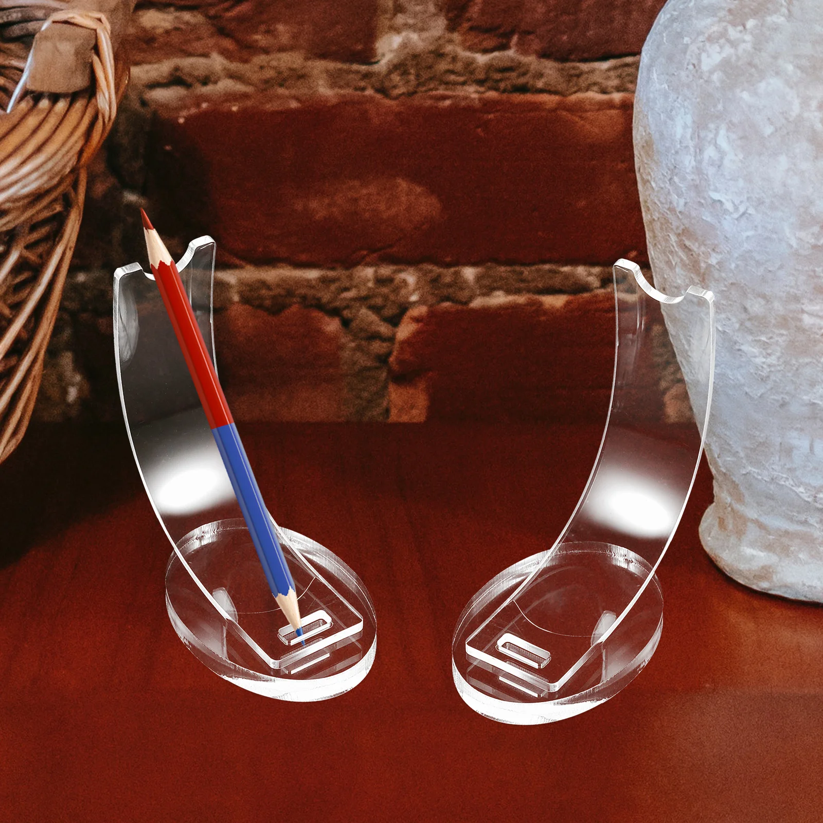 

2Pcs Acrylic Pen Holder Display Stand Ballpoint Pen Storage Rack Makeup Brush Holder Desktop Organizer Gift For Friends Families