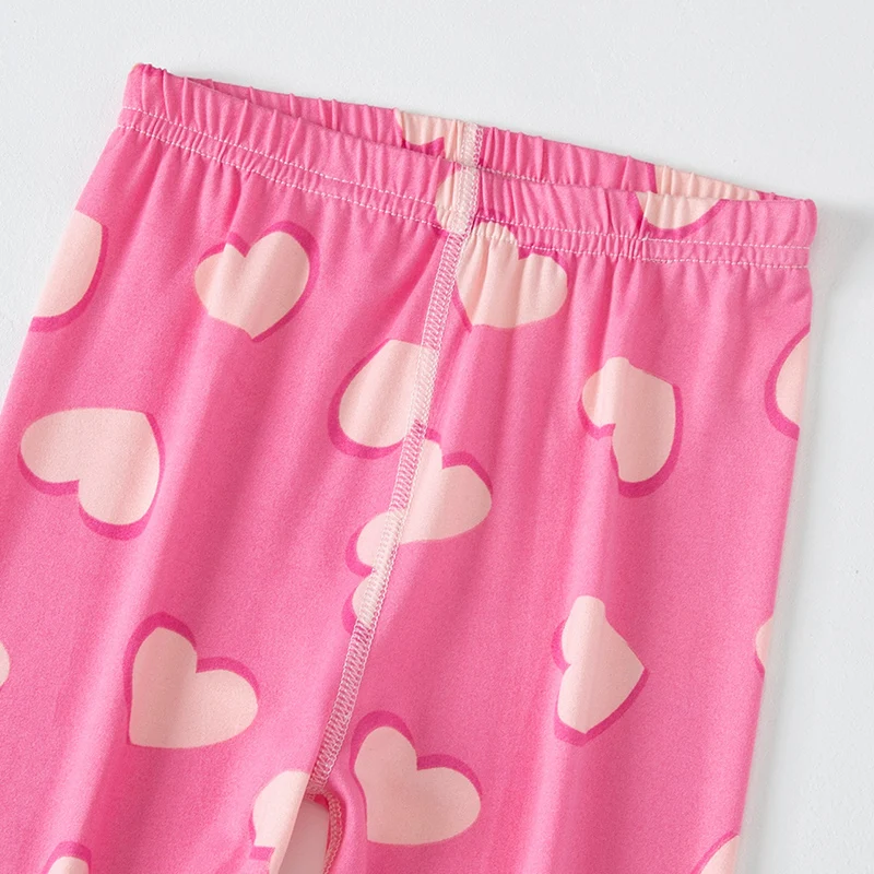 2/4 Pcs Children\'s Mix And Match Love Printed Leggings Girls Casual Joker Slim 9 Pants Fashion Elastic Waist Valentine\'s Day Pan