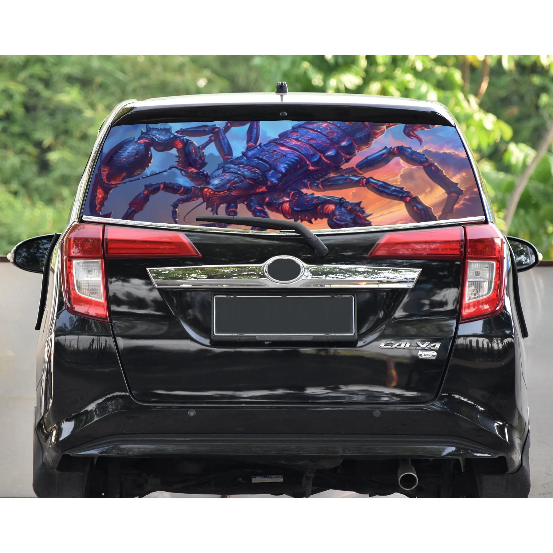 الخيال العلمي-في روبوت العقرب طباعة سيارة الزجاج الأمامي الخلفي ملصق شاحنة نافذة انظر من خلال نافذة خلفية مثقوبة الفينيل التفاف ملصق مائي الذاتي