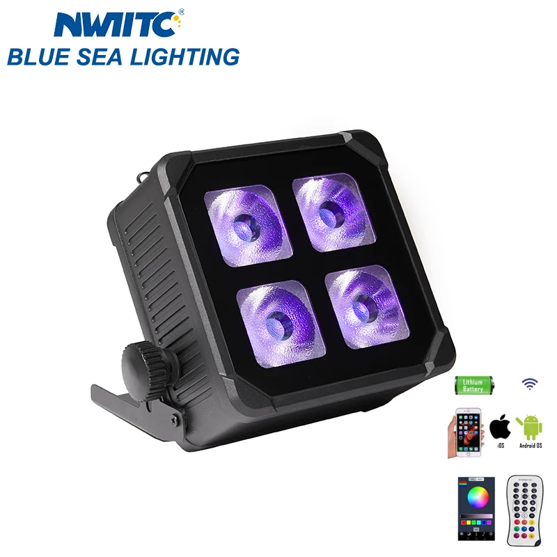 Wasserdicht IP65 Mini 4x20W RGBWA UV LED Uplight Batteriebetrieben Wireless DMX Wifi App Fernbedienung 6in1 up Licht