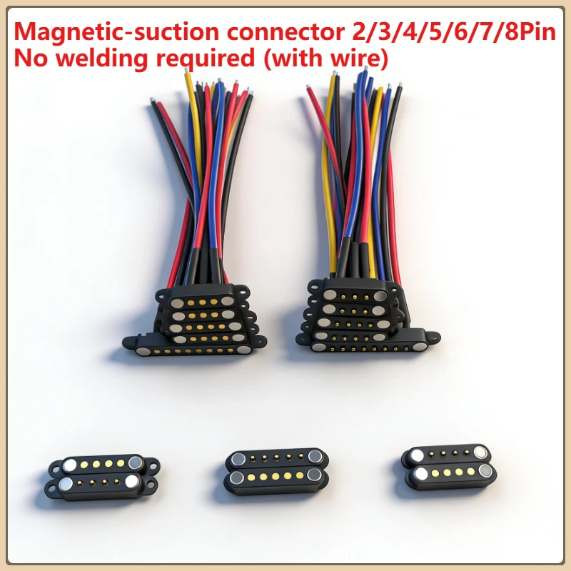 1Set / 5Set Magnetic Connector 2/3/4/5/6/8 PIN Bonding Wire Strip Wiring Terminal Strong Magnetic Solderless Quick Butt Joint