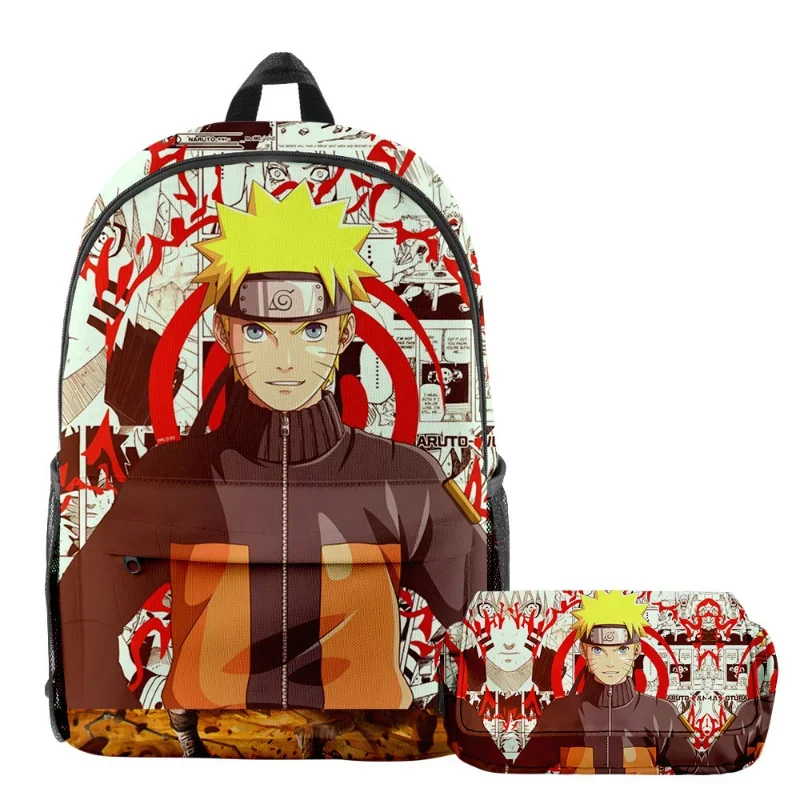 NARUTO NEW Cartoon Comic Backpack  Anime Children Backpack Backpack Set  Pencil CaseTeenager Waterproof Schoolbag Kids Gifts