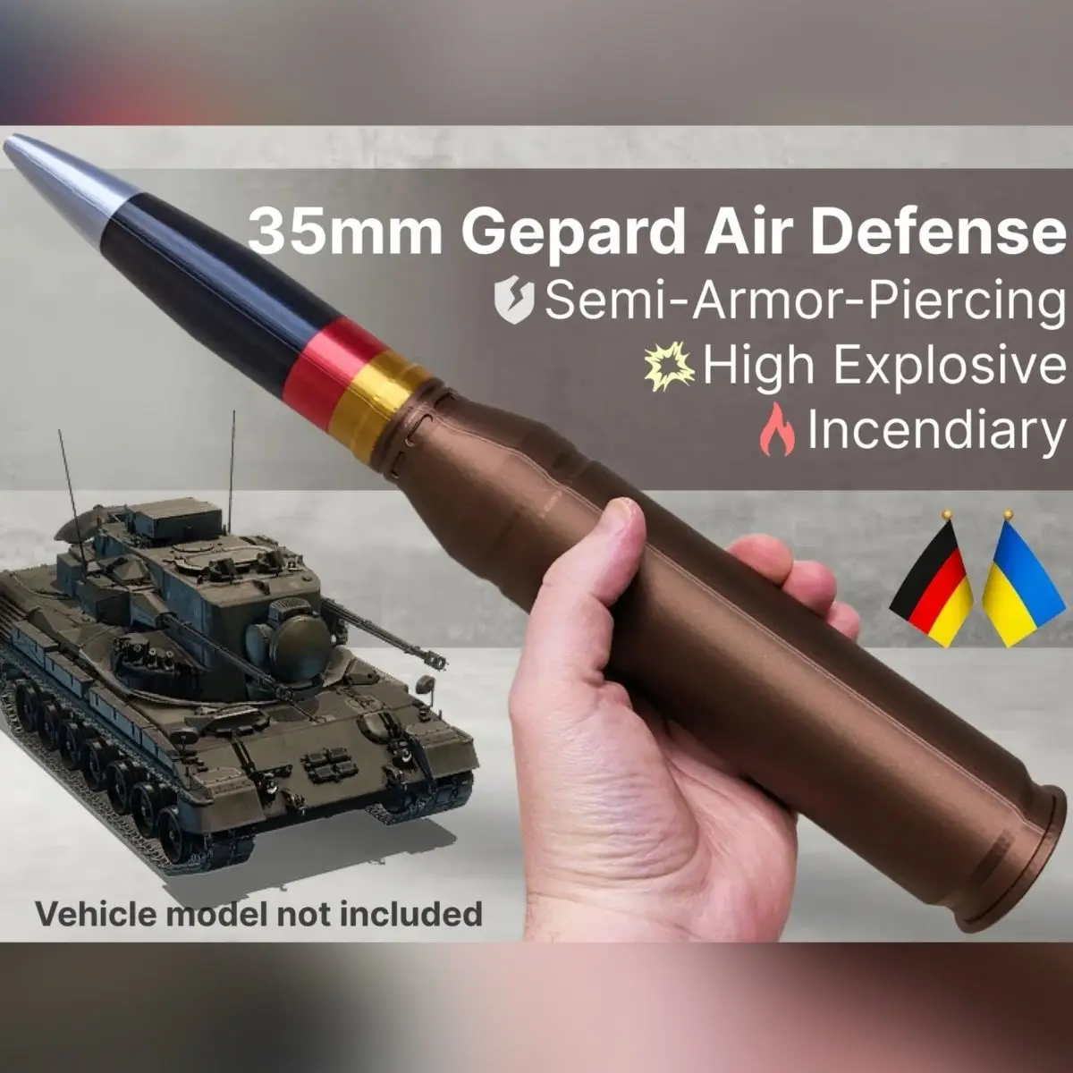 

Cheetah 35mm Anti-Aircraft Gun Model 1:1 Cheetah Anti-Aircraft Gun Missile Realistic Military Enthusiast Ornament 3D Printed