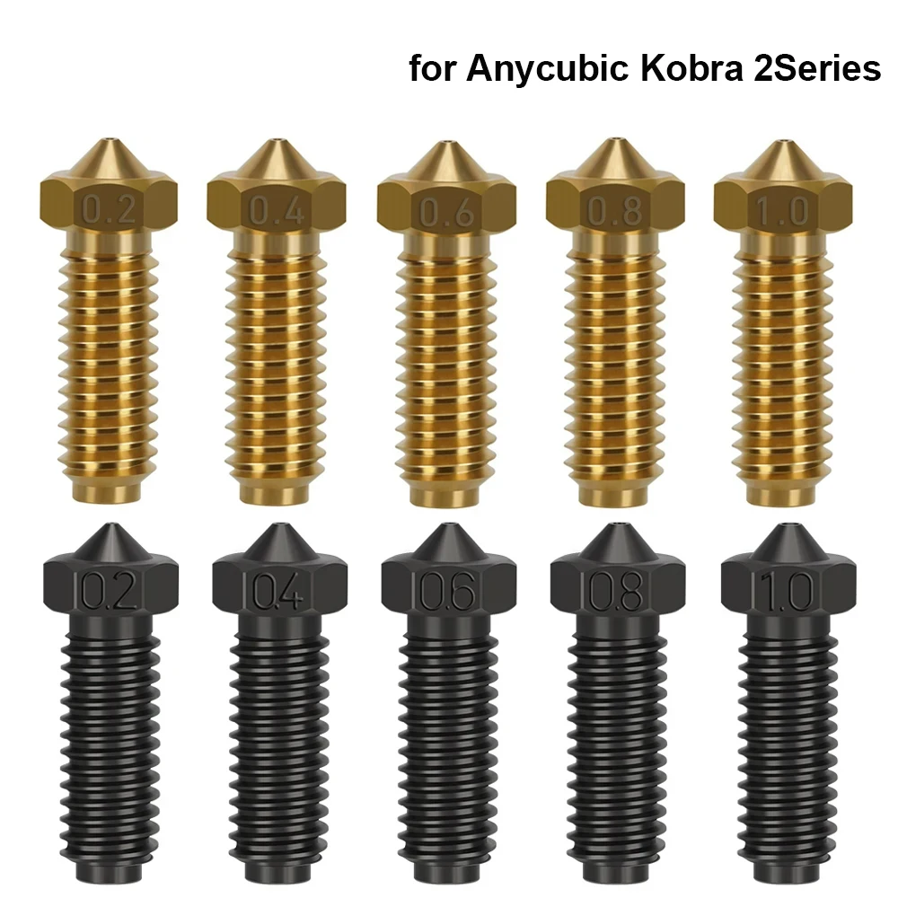 3/5pcs High Flow Hardened Steel Nozzles For Anycubic Kobra 2 Brass Volcano Nozzle For Kobra 2 Neo Pro Plus Max 3D Printer Parts