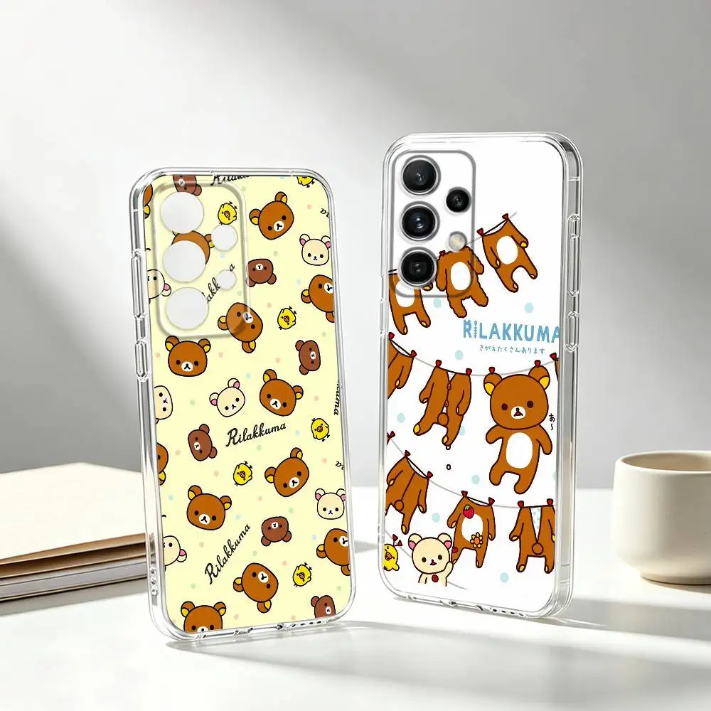 Relax K-Kuma Cute Rilakkuma phone Case For Samsung S25,24,21,22,23,30,Ultra,20,Plus,Fe,Lite,Note Transparent Cover
