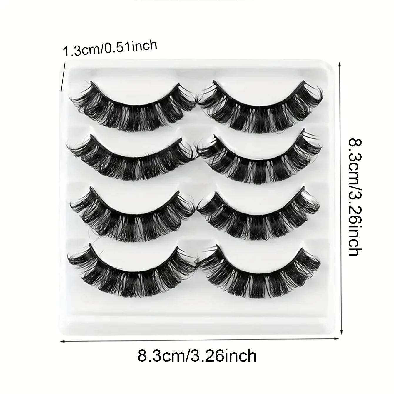 4 Paar gekräuselte Wimpern, künstliche Wimpern, natürliches Aussehen, synthetische dicke Wimpern, tägliches Make-up, künstliche Wimpern