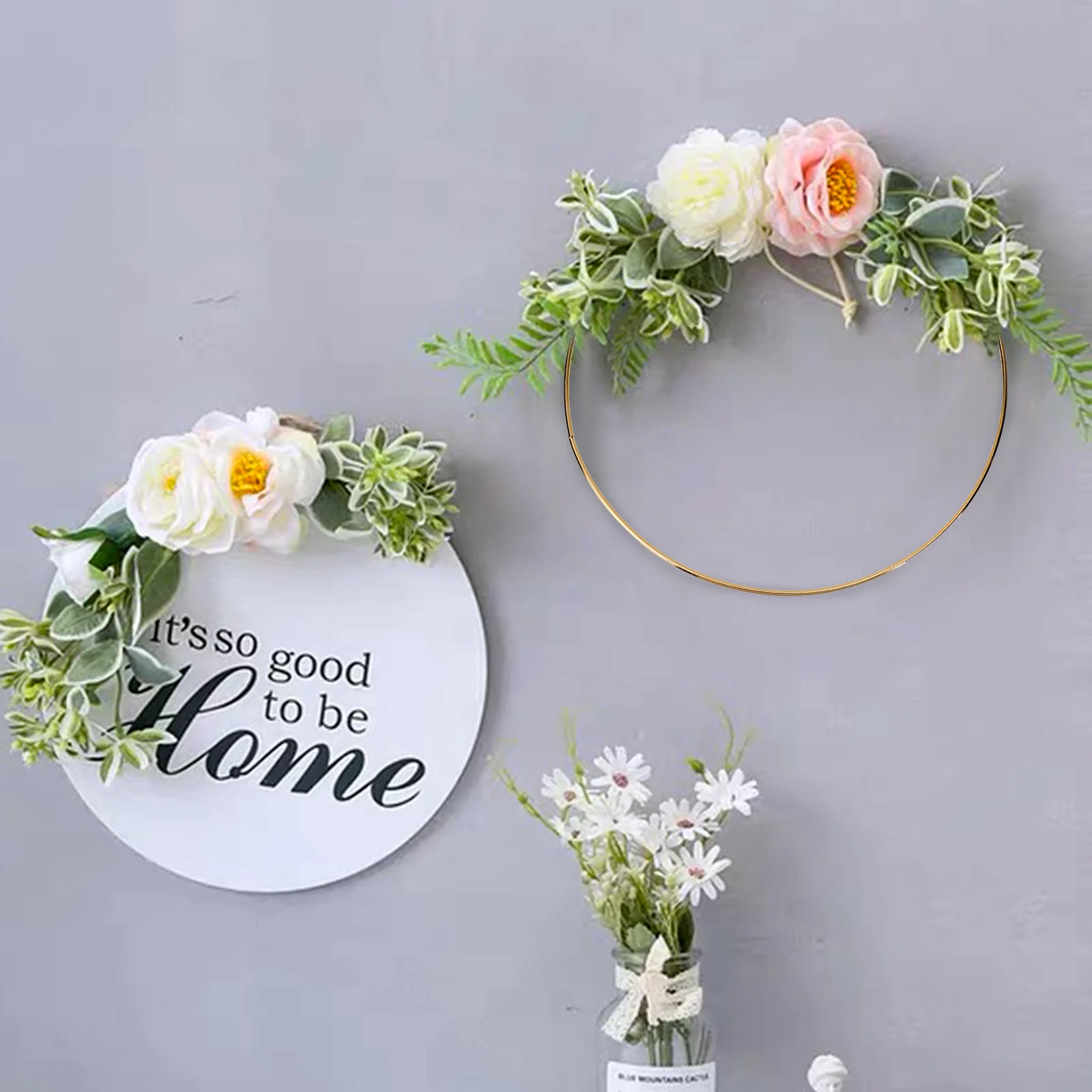 3 Pcs Hoop DIY Decorative Garland Wire Floral Iron Wreath Making Frame Round Rings