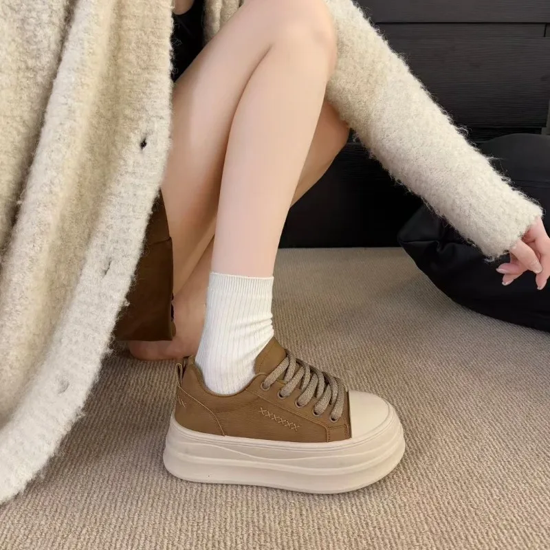 2026New Women's Shoes Fashion Thick-soled Casual Shoes Lace Up Platform Vulcanized Shoes Womens Casual Sneakers Zapatillas Mujer