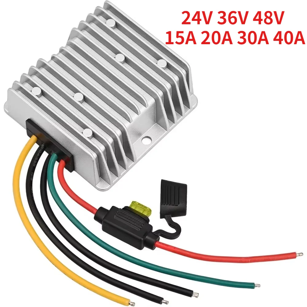 DC 24V 36V 48V to 12V 15A 20A 30A 40A Buck Converter Golf Cart Volt Voltage Reducer Regulator Waterproof Transformer with Fuse