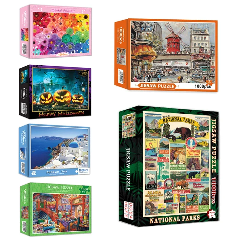 1000 Piece Puzzle Toys Paper Christmas Gifts 1000 Piece Flat Puzzle Landscape Pumpking Aegean Home Decor Leisure Entertainment