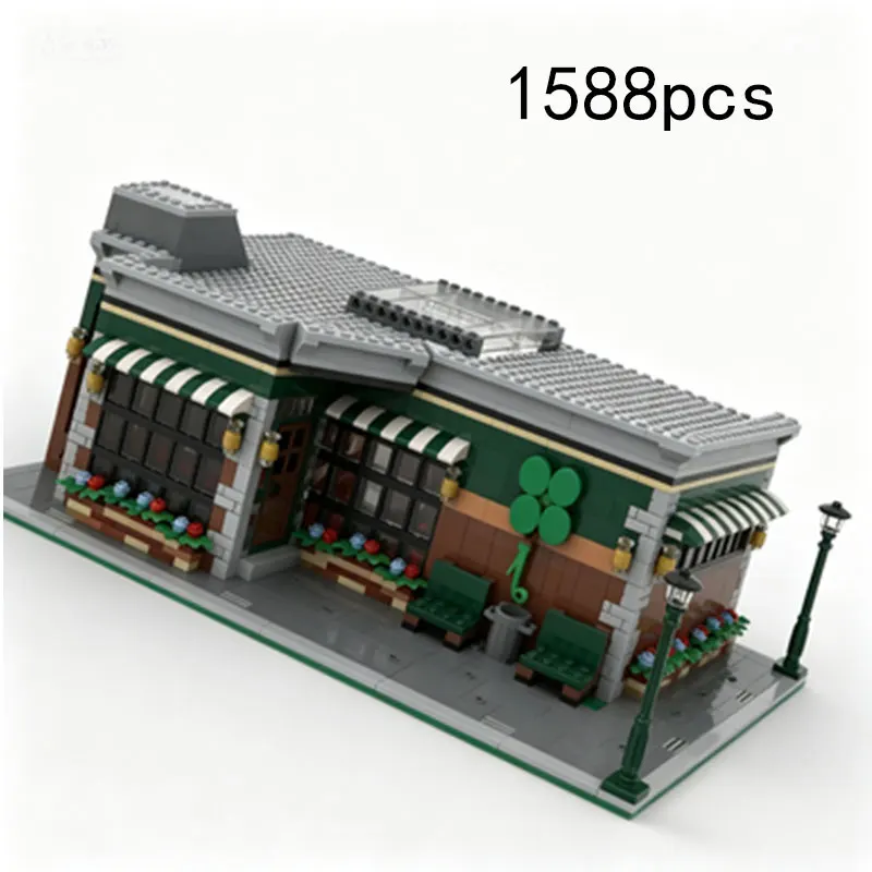 

MOC Creative Street Scene Cafe Shop Small Particle Building Blocks Expansion Shop Collectible Toy Ornaments 1588pcs