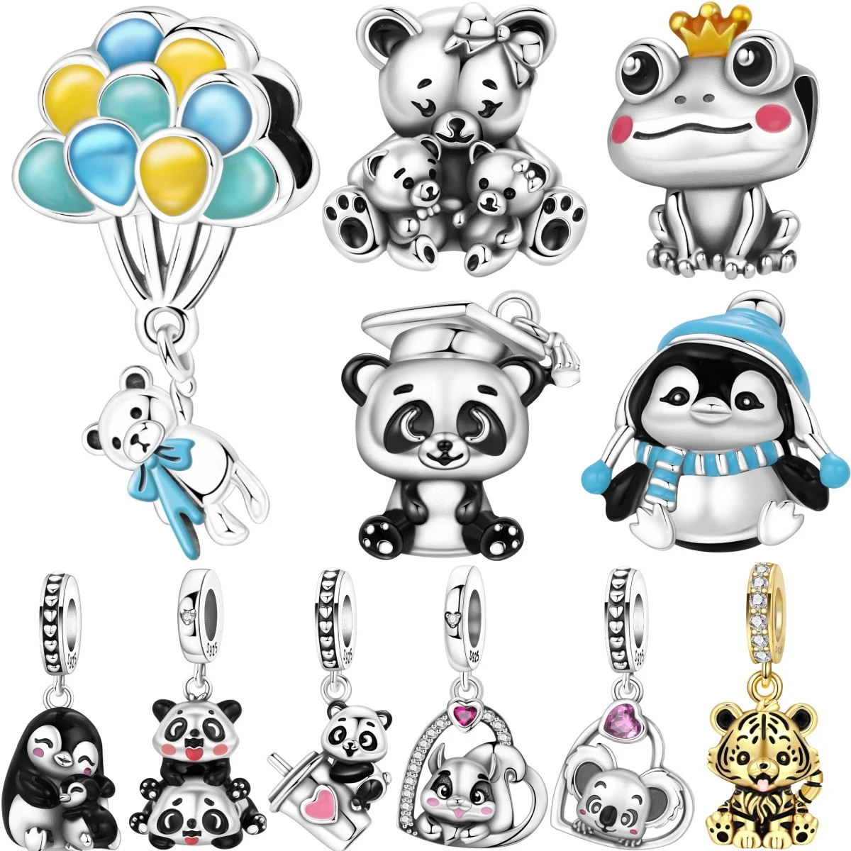 

Воздушный шар из стерлингового серебра 925 пробы с кисточкой, синий плюшевый мишка, подвески, браслет, подвески, подходят для ювелирных изделий, вечерние бусины, сделай сам, изысканные подарки, аксессуары