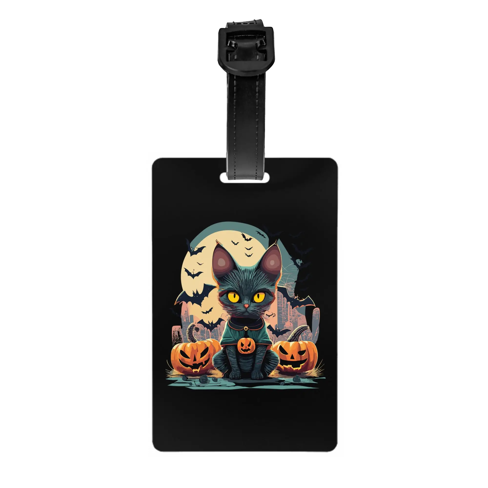 Halloween Cat Pumpkins Luggage Tags for Suitcases Cute  Baggage Tags Privacy Cover ID Label