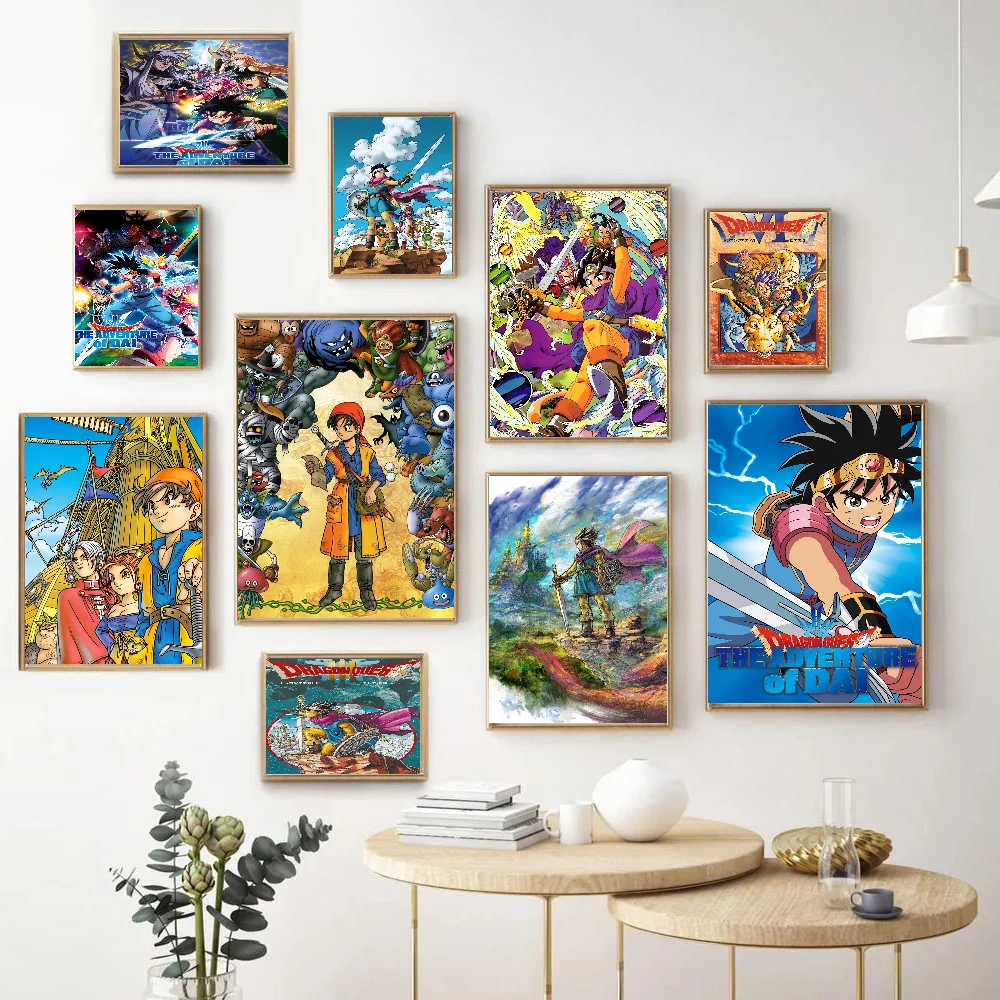 Game D-Dragon Quest Classic Vintage Posters Whitepaper Prints Posters Artwork Kawaii Room Decor