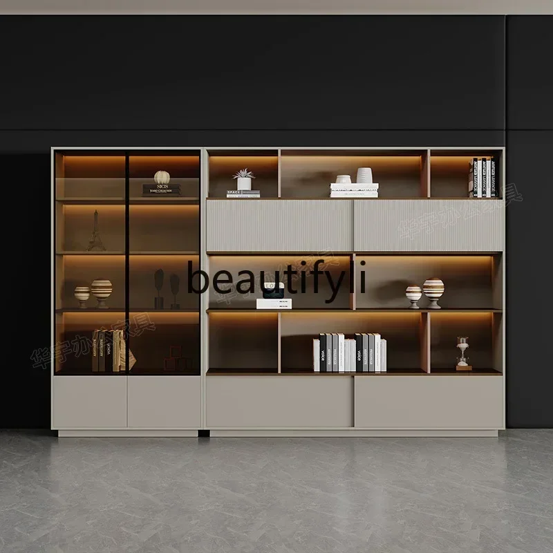 Q181  Retro file cabinet, office against the wall storage locker, luxury boss bookcase floor