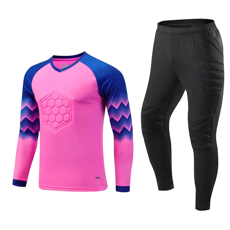 Adults Football Goalkeeper Uniform Mens Goalkeeper Soccer Jersey Boy'S Doorkeepers Long Sleeve Protective Sponge Shirt Pants