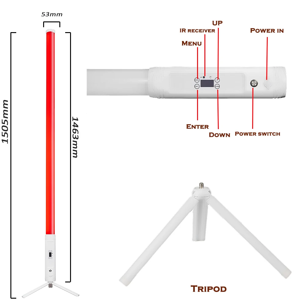 MUXXDJ 4 قطعة 360 بكسل أنابيب الضوء 192*0.2 واط بطارية لاسلكية تعمل بالطاقة تغيير لون المرحلة DJ حفلة الحدث الضوء المحيط #6